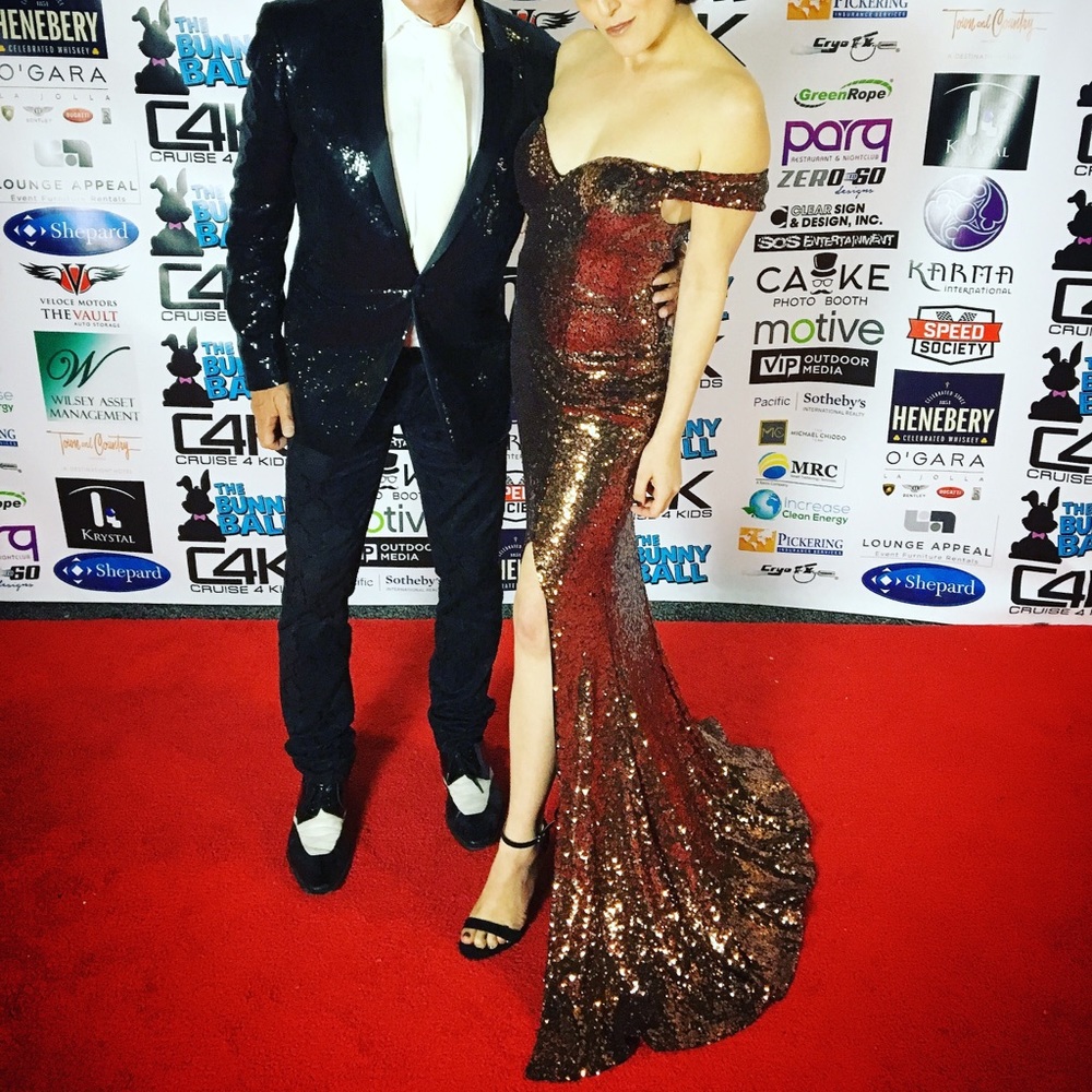 Copper sequined gown